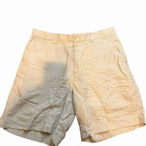 Austin Reed London Shorts Size 33 Linen and Silk Beige Flat Front Belt Loops